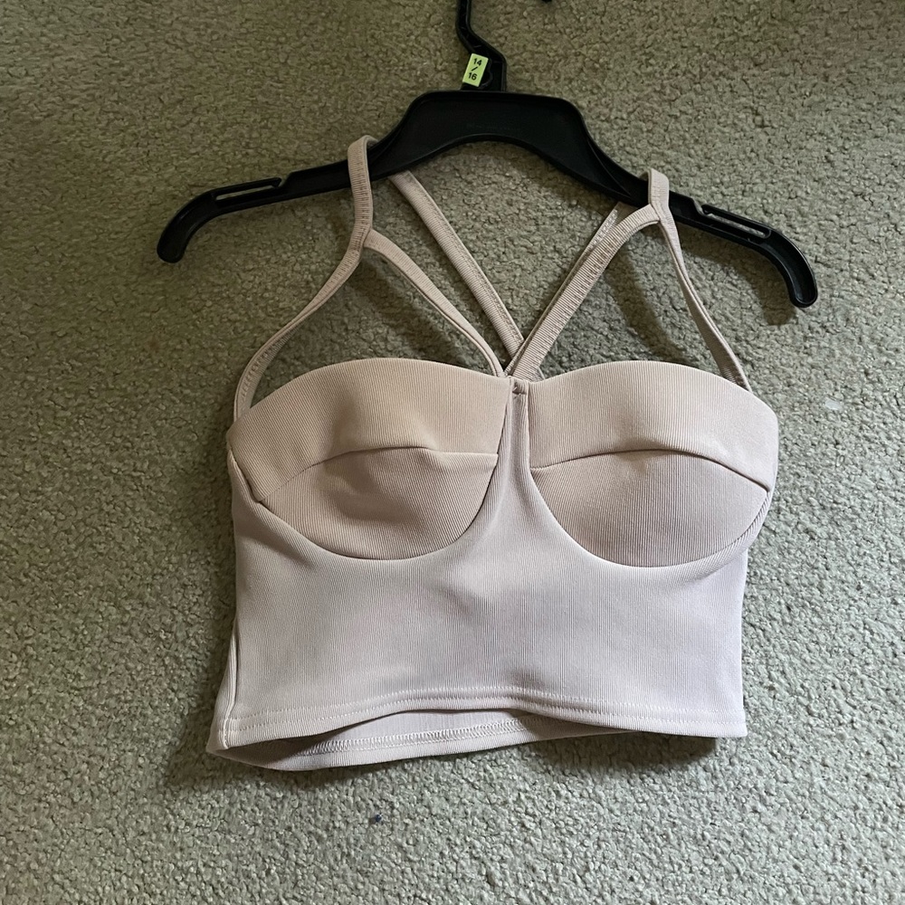 going out nude crop top